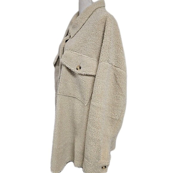 Good American Contour Faux Shearling Sherpa Jacket Cream Women’s Sz 7/8 4XL-5XL - Picture 4 of 12